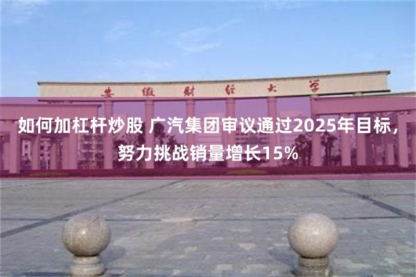 如何加杠杆炒股 广汽集团审议通过2025年目标，努力挑战销量增长15%