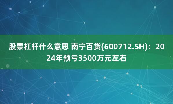 股票杠杆什么意思 南宁百货(600712.SH)：2024年预亏3500万元左右