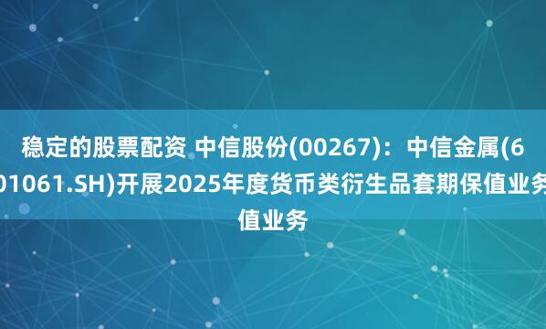 稳定的股票配资 中信股份(00267)：中信金属(601061.SH)开展2025年度货币类衍生品套期保值业务