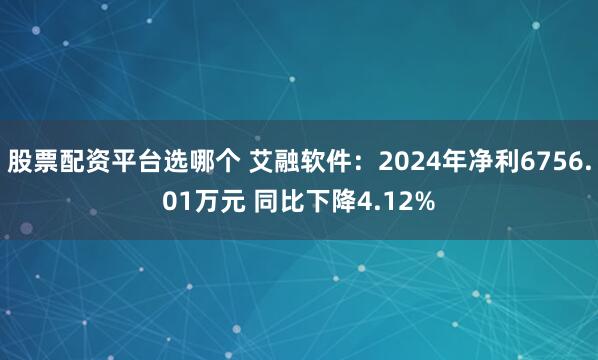 股票配资平台选哪个 艾融软件：2024年净利6756.01万元 同比下降4.12%